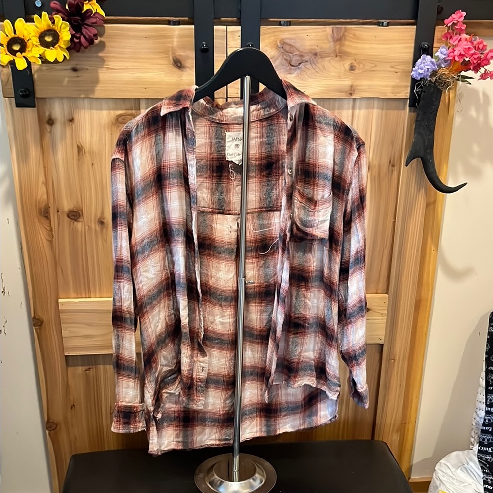 Japna Plaid Button Down Shirt - Red, Black, White